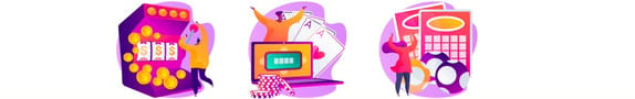 Slot machine, laptop gambling, scratchcards and bingo